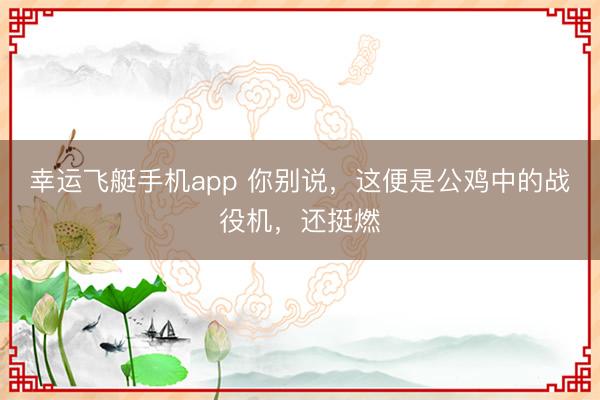 幸运飞艇手机app 你别说，这便是公鸡中的战役机，还挺燃